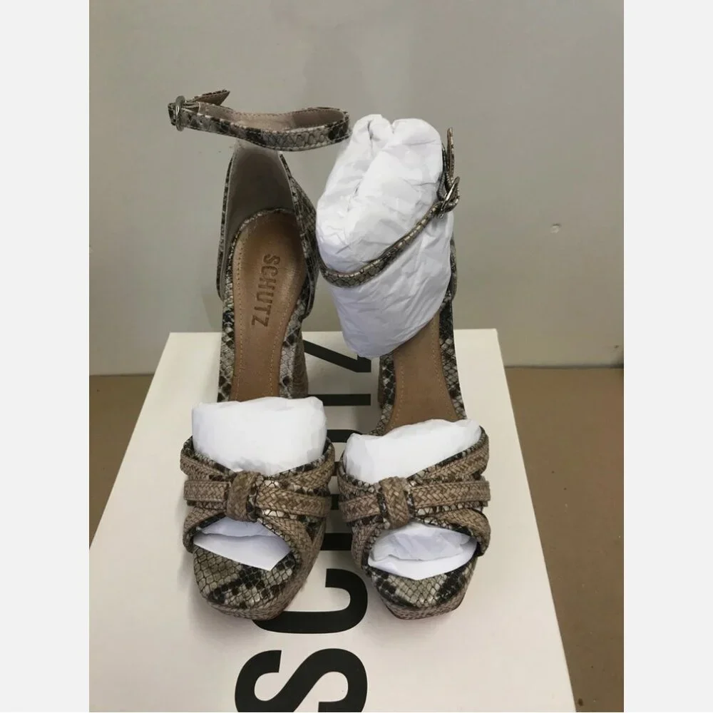 Schutz Kenedy Natural Oyster Braided Platform Heels